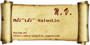 Máté Valentin névjegykártya