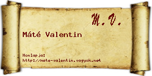 Máté Valentin névjegykártya